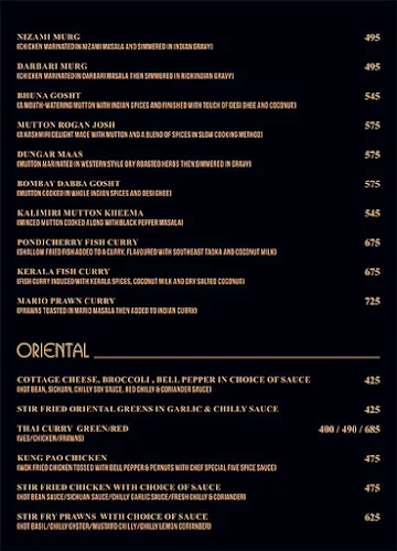 Zinq- The club lounge menu 