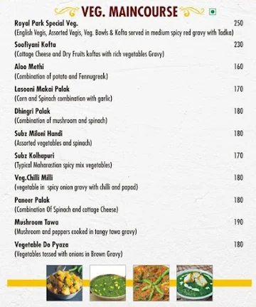 Royal Park menu 