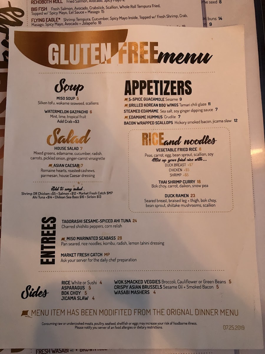 They have their own gf menu (also available on the website)