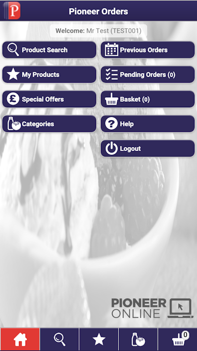 Pioneer Ordering Screen 1