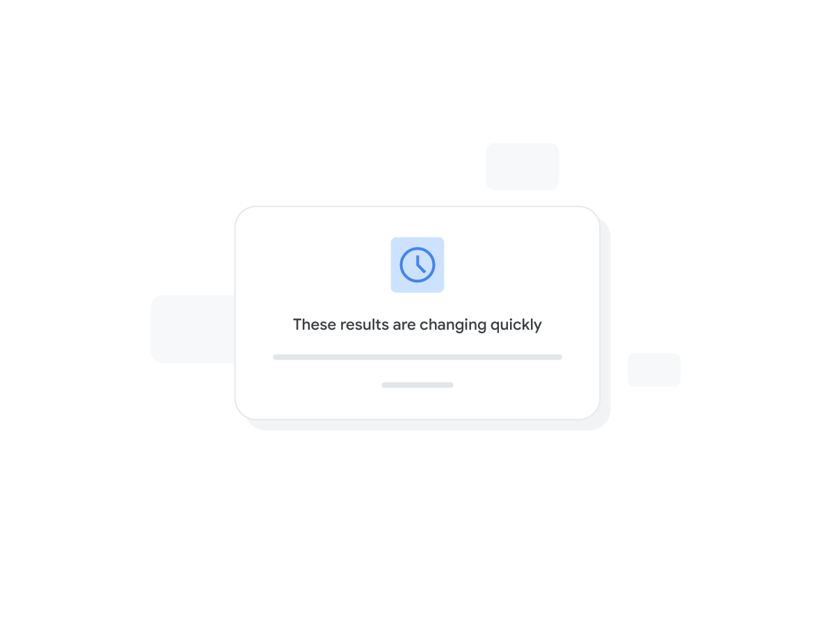 An info box that says “These results are changing quickly”