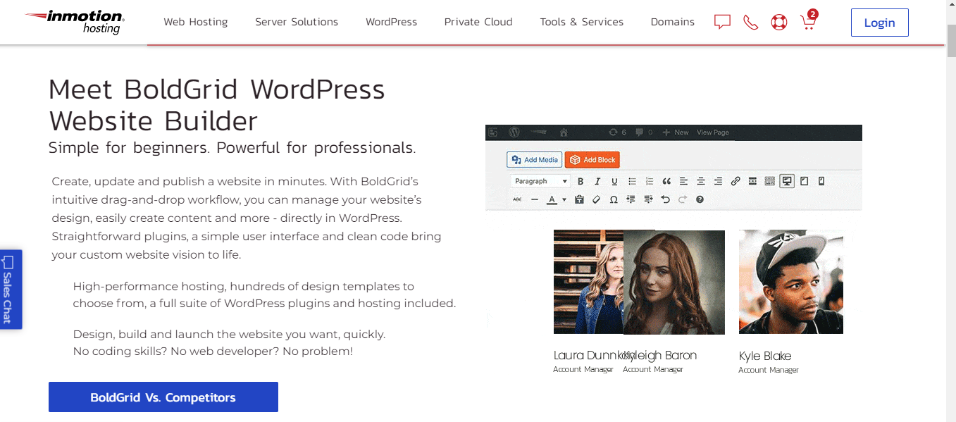 InMotion Hosting WordPress website builder