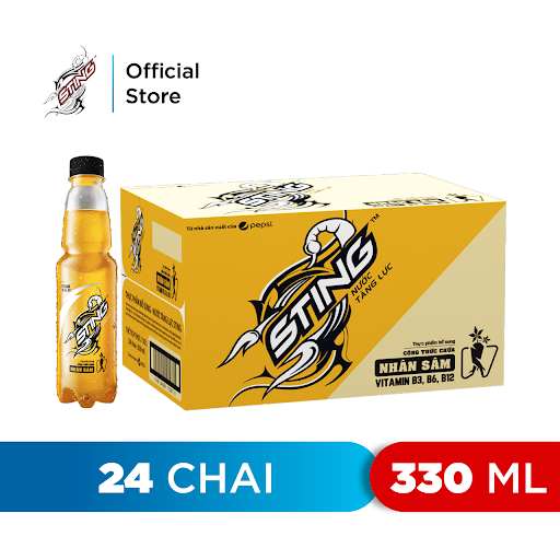 Thùng 24 chai Nước tăng lực Sting vàng 330ml