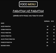 Royal Paratha menu 1