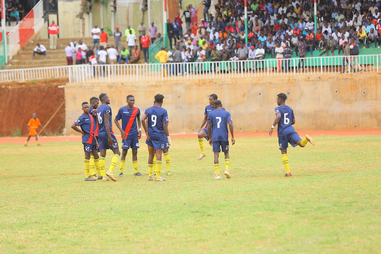 Gusii FC players during their game against Shabana