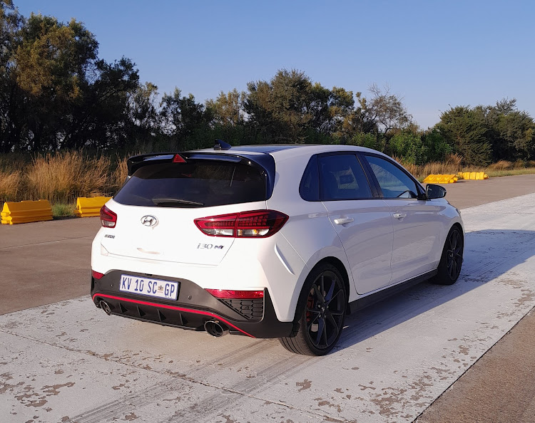 The loud exhausts enhance the driving experience of this Korean hot hatch. Picture: PHUTI MPYANE