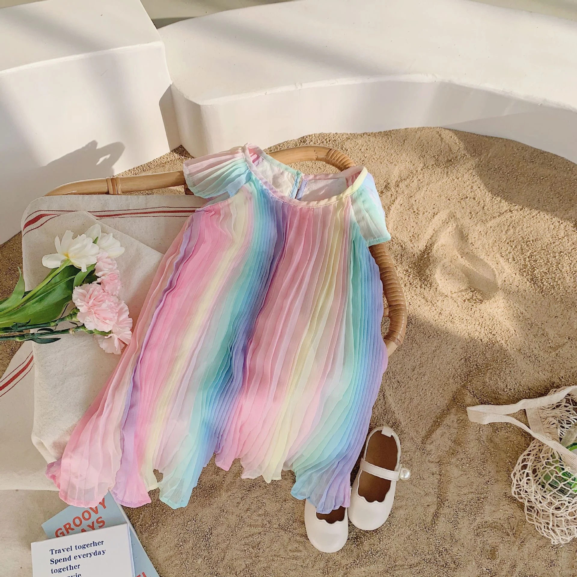 Title 3, Vestido de verano plisado de gasa Falda princes...