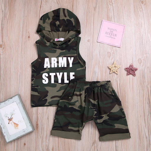 Title 2, Boys Hooded Sleeveless Camouflage Suit for sum...