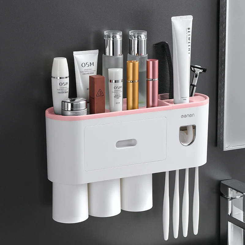 Magnetischer automatischer Mundspülbecher-Set-Aufbewahrungsständer spart Platz im Badezimmer und hält es sauber und ordentlich.