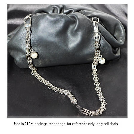 Title 3, 12mm Wide Silver Bag with Pearls and Chain Shou...