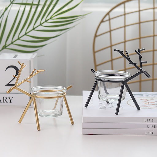 Title 3, Wrought iron fawn candle holder for cozy ambian...