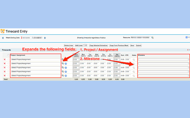 PSE Project/Milestone Expander Plugin chrome extension