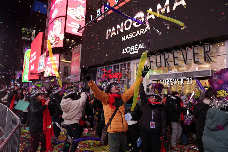 Revellers celebrate the New Year, in New York City, New York, US, on January 1 2024.