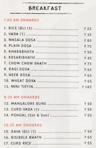 Mavalli Tiffin Room menu 1