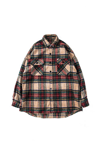 Title 2, Knitted Woolen Shirt Jacket Hip-hop Plaid Shirt