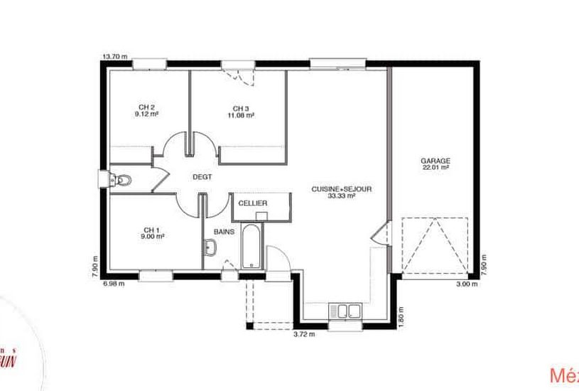  Vente Terrain + Maison - Terrain : 975m² - Maison : 88m² à Peyrilhac (87510) 