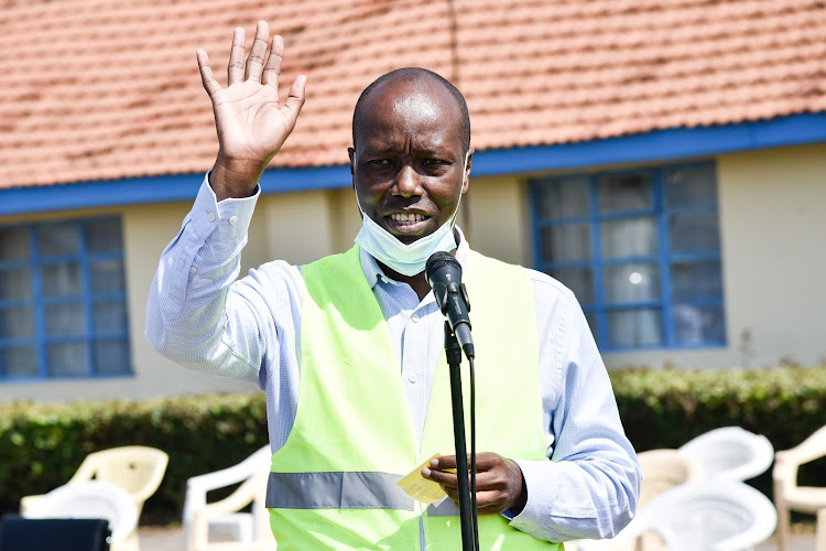 Nakuru Governor Lee Kinyanjui addresses a public gathering in Gilgil.