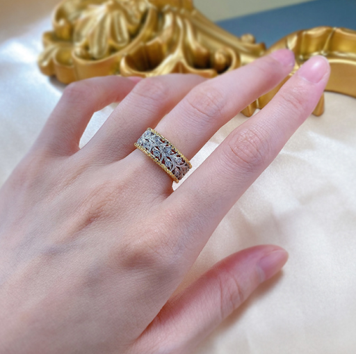 Title 5, Light Luxury Style 925 Silver Fabric Cutout Pat...