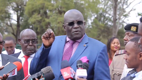 Education CS George Magoha at Kenya High School where he commission a CBC classroom on April 6, 2022.