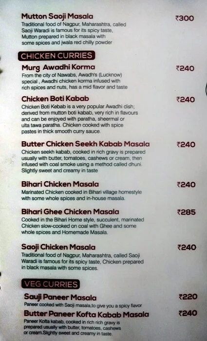 Mota Kababi menu 