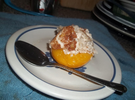 pudding in a peach