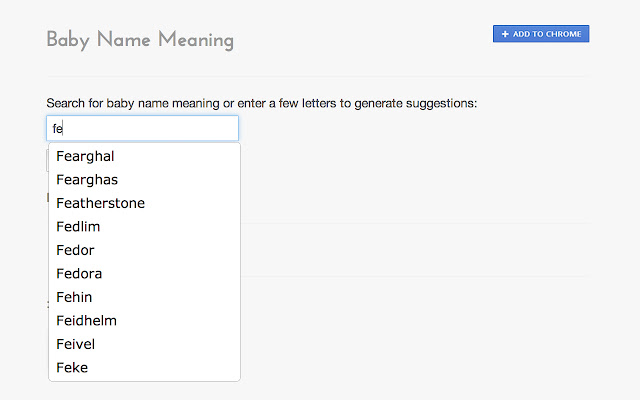 Baby Name Meaning chrome extension