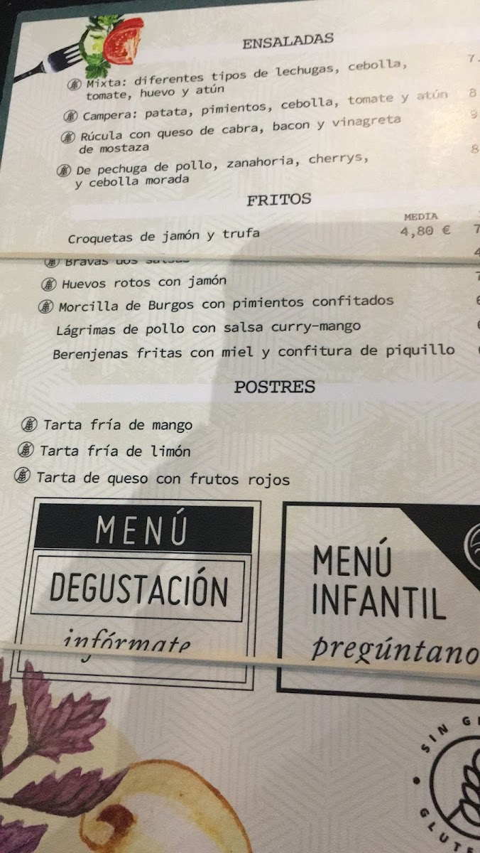 La Tentazion de las Tapas gluten-free menu