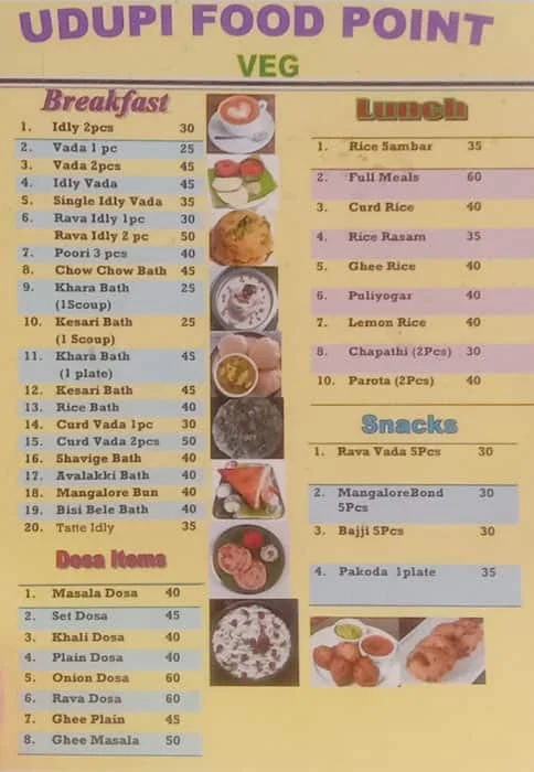 Udupi Food Point menu 