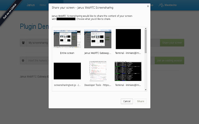 Janus WebRTC Screensharing chrome extension