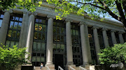 Harvard Law School's Langdell Hall at Harvard University in Cambridge, Massachusetts.