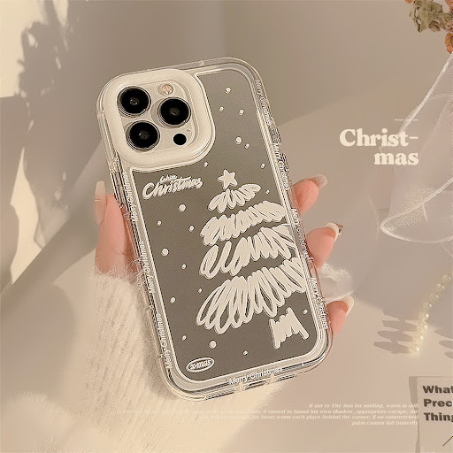 Title 2, Ins Christmas Tree Phone Case with Mirror Snow ...