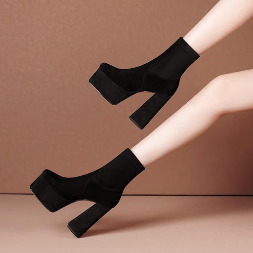 Title 3, Womens Square Toe Platform High Heel Ankle Boots