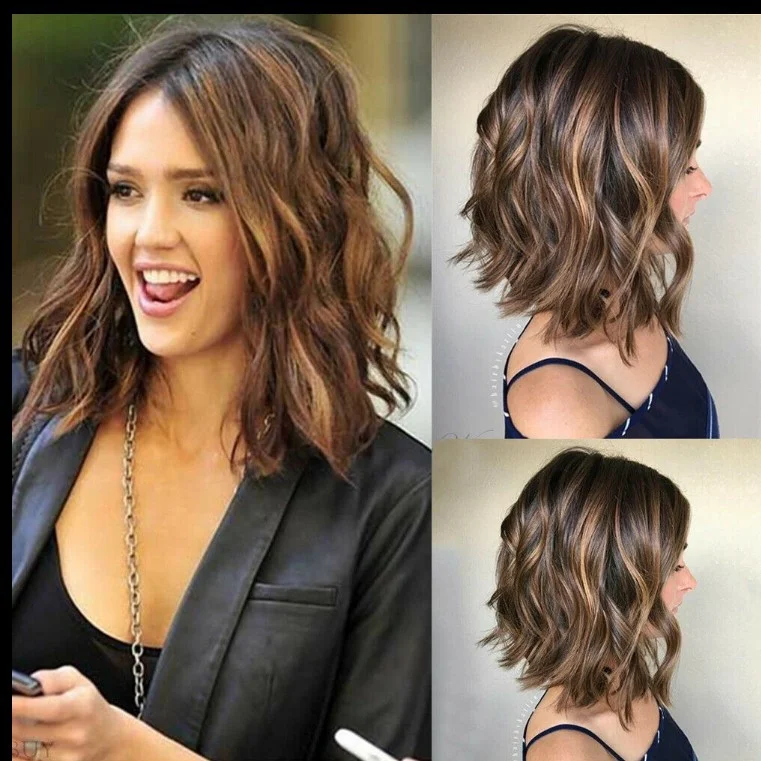 Peluca Europea/Americana Mujer Cabello Rizado Medio Color Negro/Marrón Mezclado, Red de Rosas - ¡Luce un look natural!
