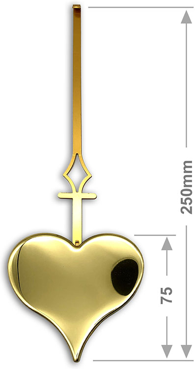 Pendulum Rod & Bob, 75mm gold heart