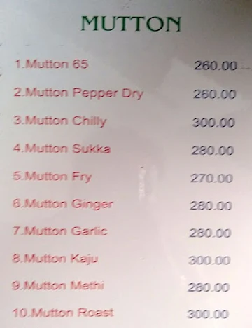 Sri Durga Family Restaurant menu 