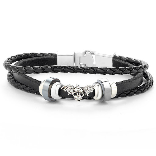 Title 6, Mens Fashion Braided Alloy Leather Bracelet, a...