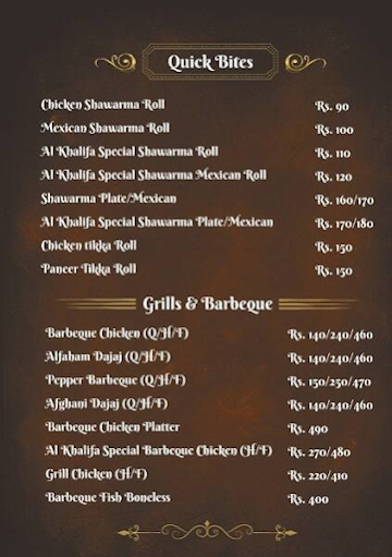 Al Khalifa menu 