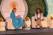 Oprah Winfrey with Oprah Winfrey Leadership Academy for Girls chairperson Dr Kate Windsor.