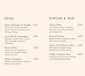 One8 Commune menu 