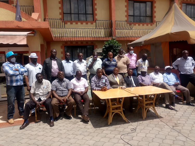 Central Rift Matatu Owners Association members address the press