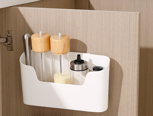Contenitore per WC in plastica senza fori da parete Ottimizza lo spazio in bagno Installazione semplice e veloce Organizzazione bagno