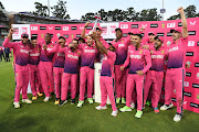 The Proteas lift the trophy in victory during the 2nd Betway ODI match between South Africa and Netherlands at DP World Wanderers Stadium on April 02, 2023 in Johannesburg, South Africa.