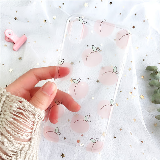 Title 4, Peach transparent mobile phone case. Stylish pr...