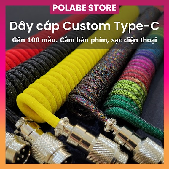 Dây Cáp Custom Bàn Phím Cơ Type - C, Dây Dù Cao Cấp, Trục Kết Nối Gx12, Custom Cable Đầu Cắm Usb Kim Loại - Polabe Store