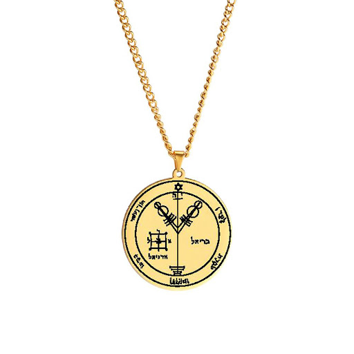 Title 28, Gold Solomon Seal Jupiter Amulet Stainless Stee...