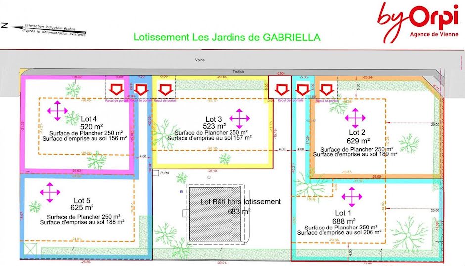 Vente terrain  629 m² à Estrablin (38780), 145 000 €