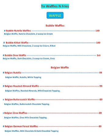 Yo Waffles N Fries menu 