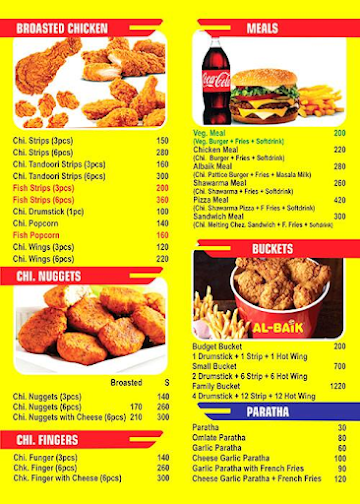 A T K Albaik Fast Food menu 