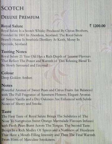 The Aqua Bar - Golden Palms Hotel & Spa menu 