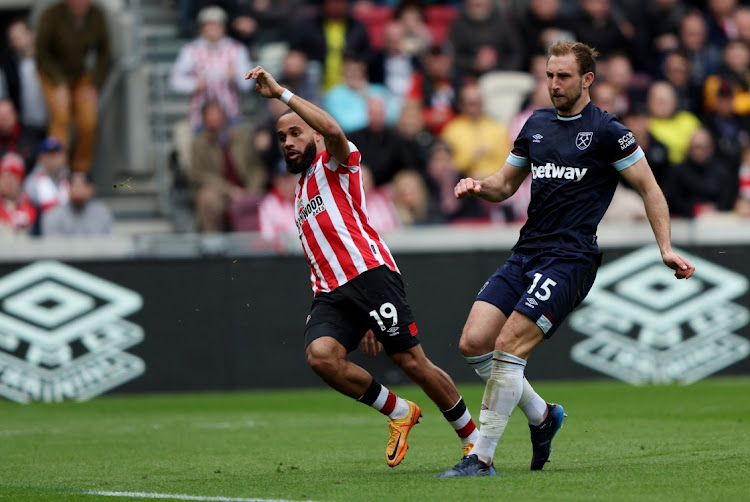 Brentford's Bryan Mbeumo scores their first goal against West Ham United at Brentford Community Stadium, London, Britain, April 10 2022 Picture: IAN WALTON/REUTERS